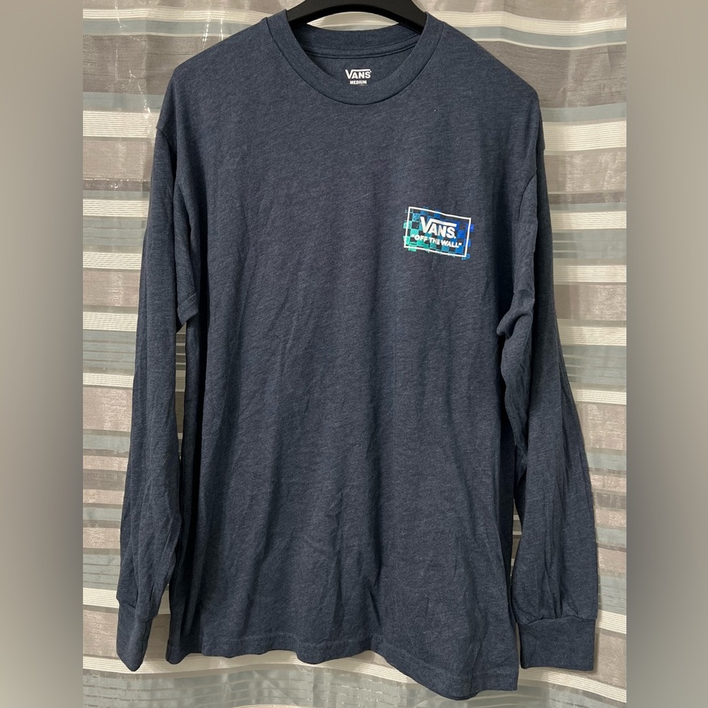 Vans Off The Wall Blue Long Sleeve T-Shirt - Picture 2 of 7